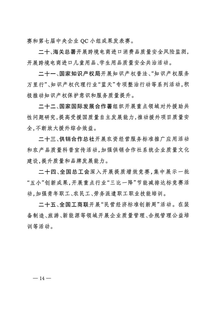 市場監(jiān)管總局等27個部門發(fā)布《關于開展2024年全國“質(zhì)量月”活動的通知》國市監(jiān)質(zhì)發(fā)〔2024〕74號