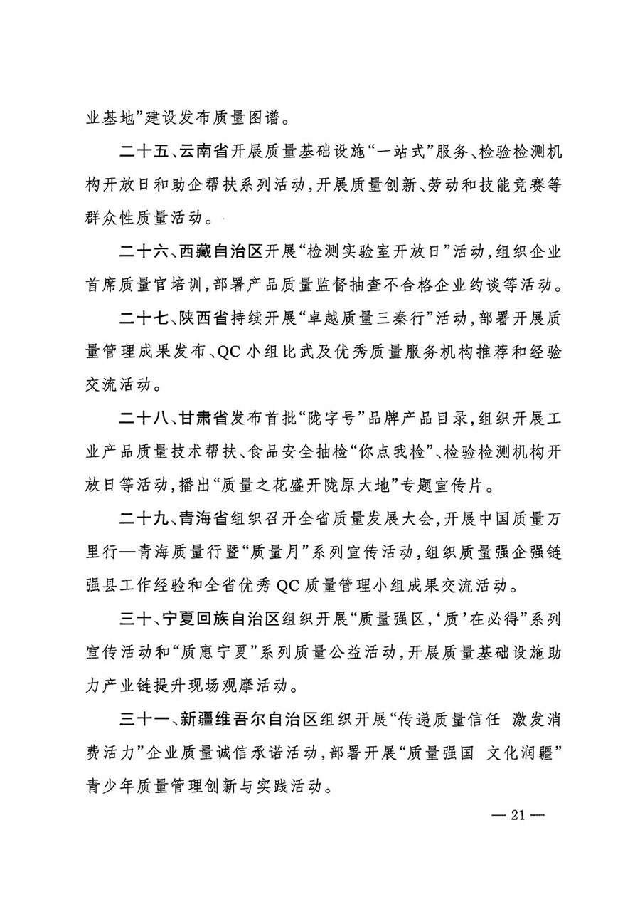 市場監(jiān)管總局等27個部門發(fā)布《關于開展2024年全國“質(zhì)量月”活動的通知》國市監(jiān)質(zhì)發(fā)〔2024〕74號