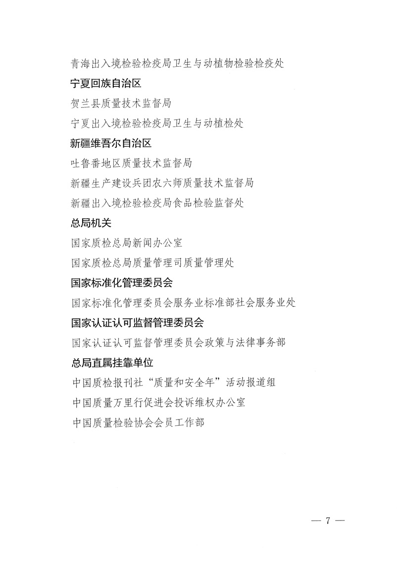 國家質(zhì)量監(jiān)督檢驗(yàn)檢疫總局《關(guān)于表彰全國質(zhì)檢系統(tǒng)“質(zhì)量和安全年”活動(dòng)先進(jìn)單位和先進(jìn)個(gè)人的決定》
